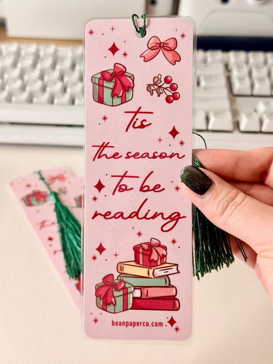 Tis the Season Reading Bookmark | Holiday Book Lover Marker with Tassel