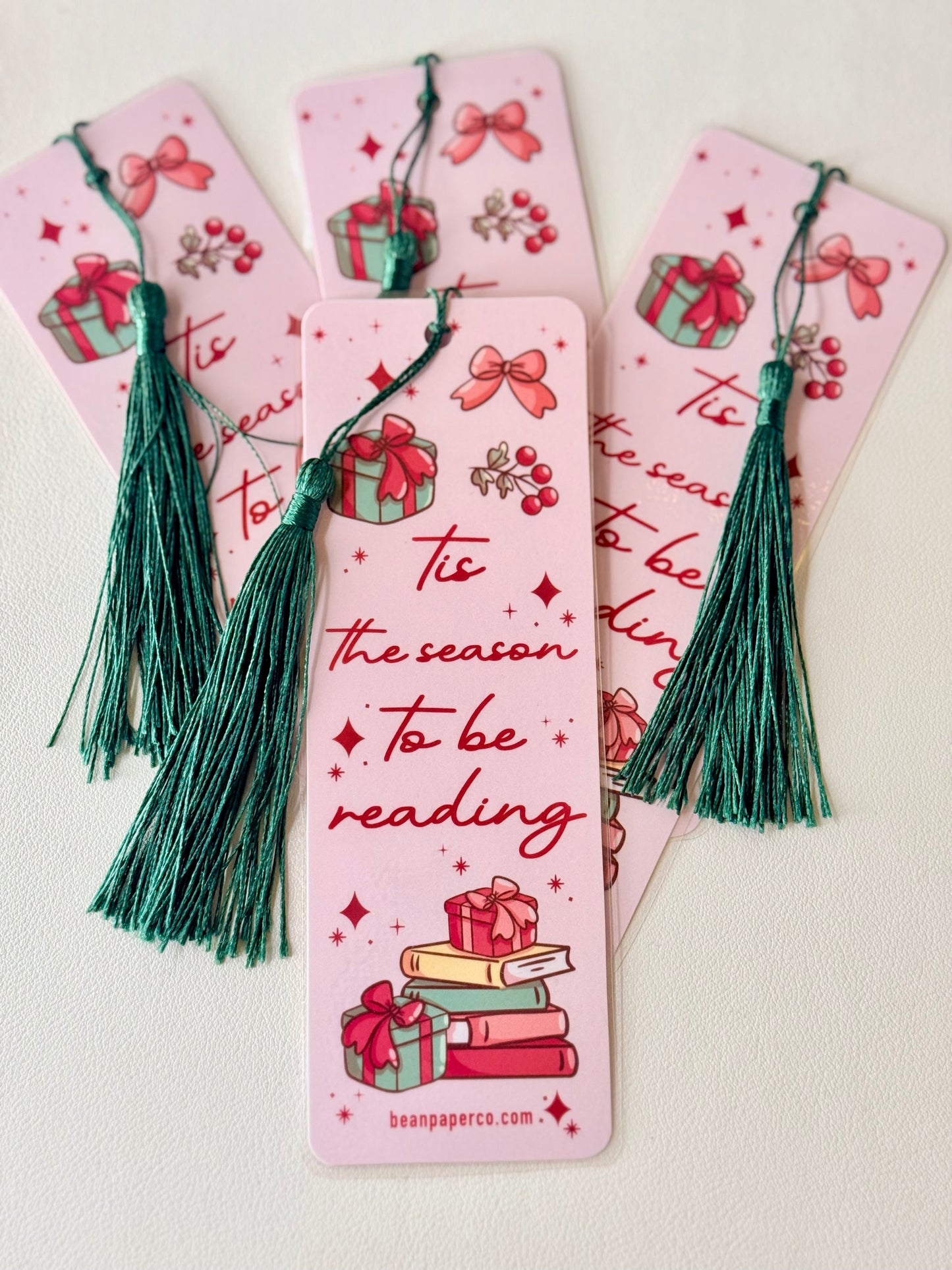 Tis the Season Reading Bookmark | Holiday Book Lover Marker with Tassel