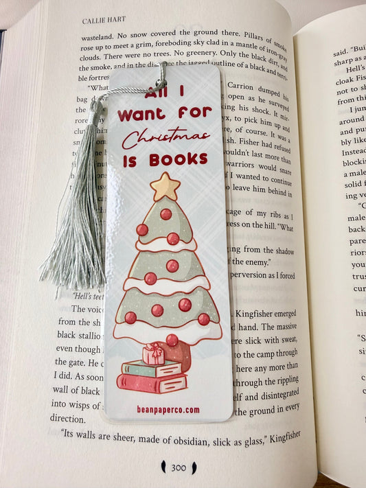 All I Want for Christmas Is Books Bookmark | Holiday Reading Marker