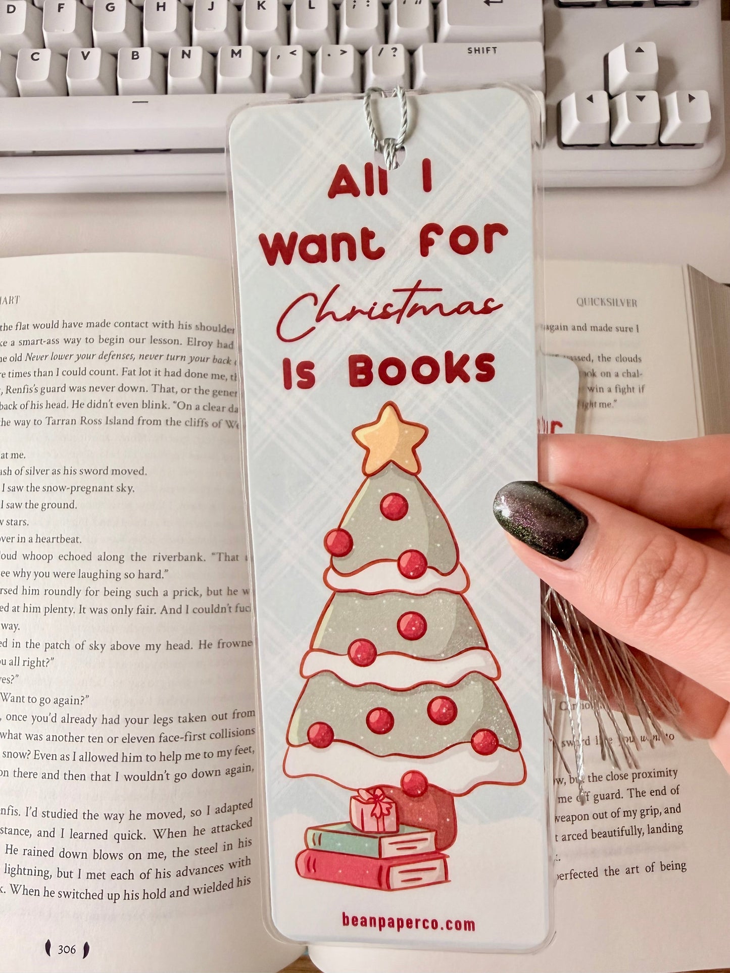 All I Want for Christmas Is Books Bookmark | Holiday Reading Marker