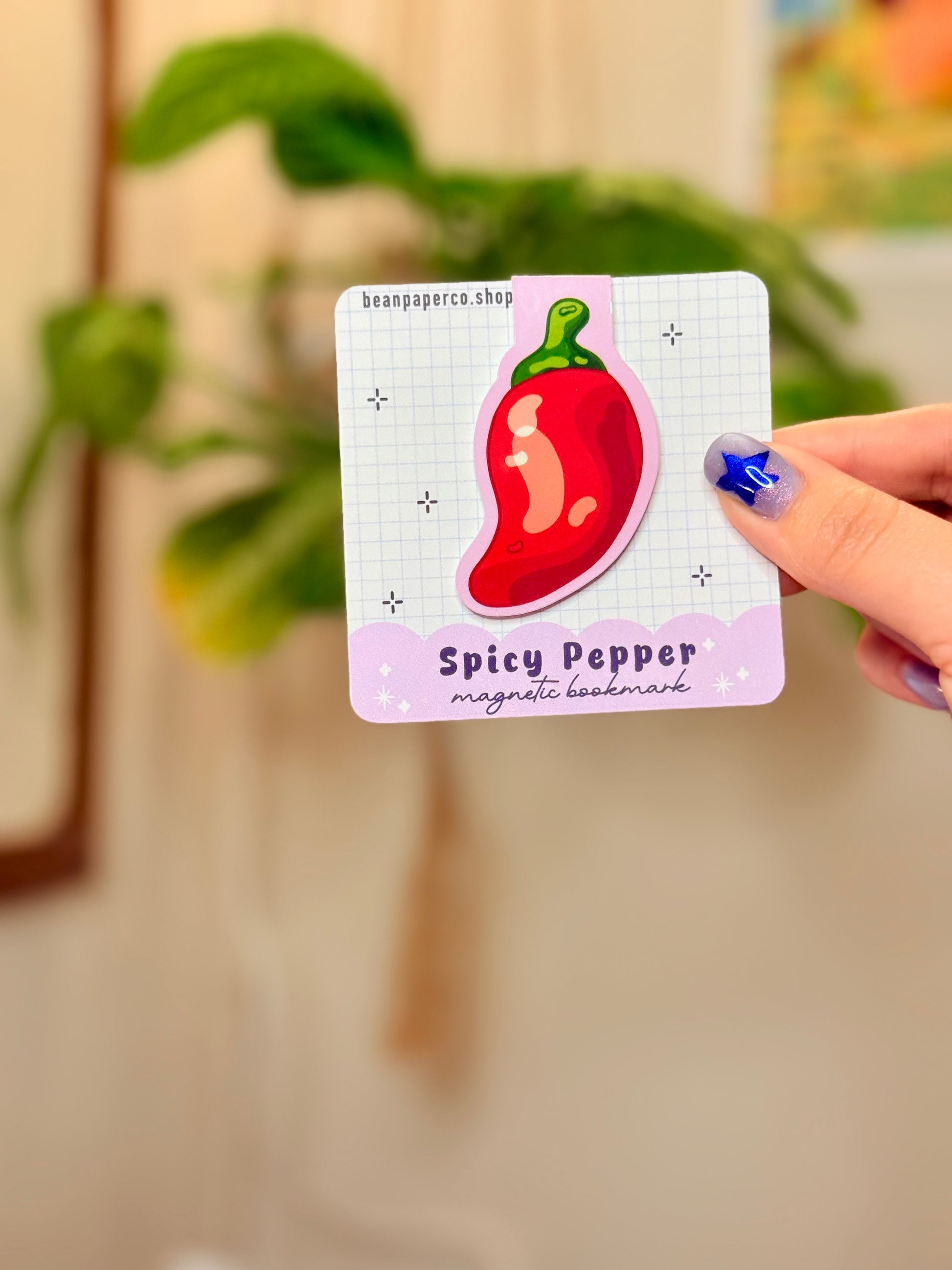 Spicy Pepper Magnetic Bookmark displayed with a colorful pepper design, perfect for a fun reading experience.