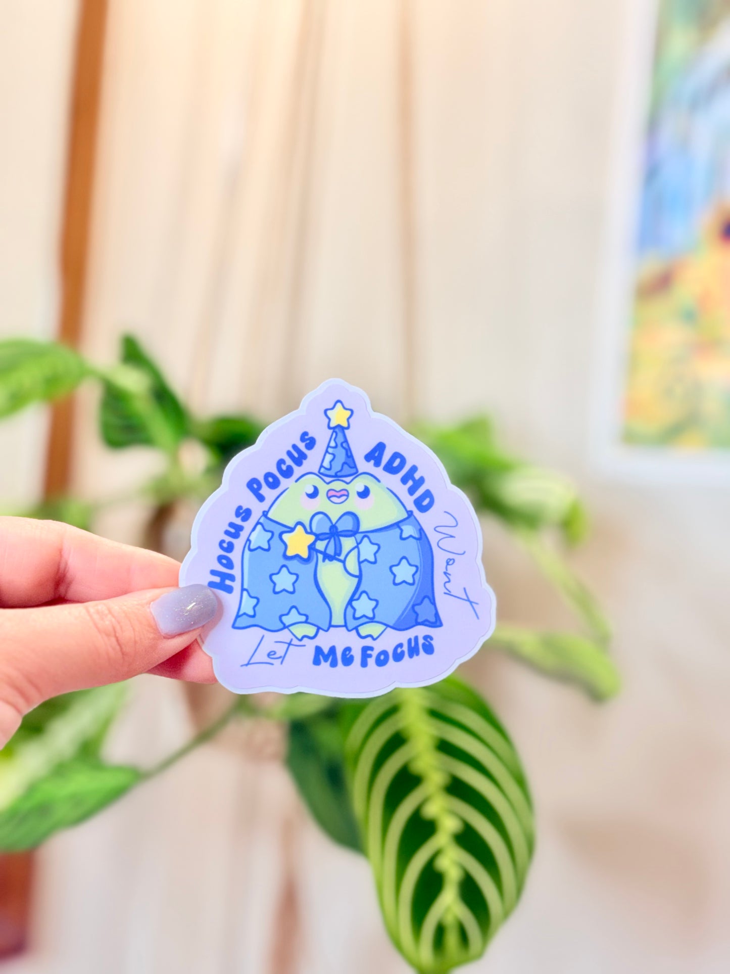 Cute ADHD Focus Frog Sticker Cute Neurodivergent Vinyl Sticker with a whimsical frog design